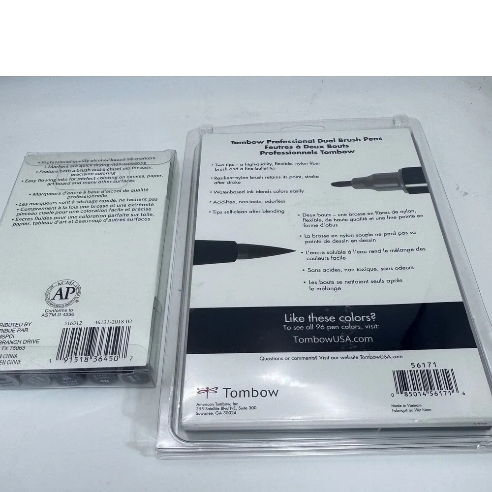 Tombow Dual Brush Pens Grayscale‎ 10pc & Artist's Loft Sketch Markers Bundle New